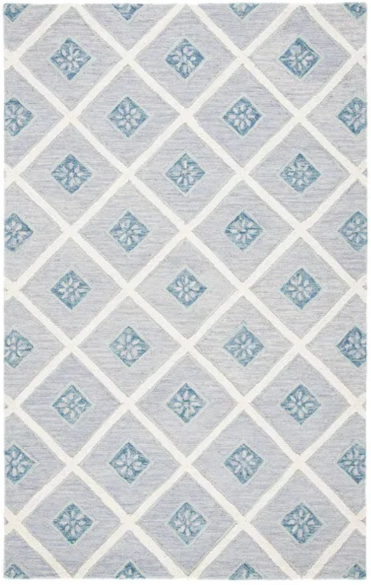 8x10 blue & ivory handmade wool rug