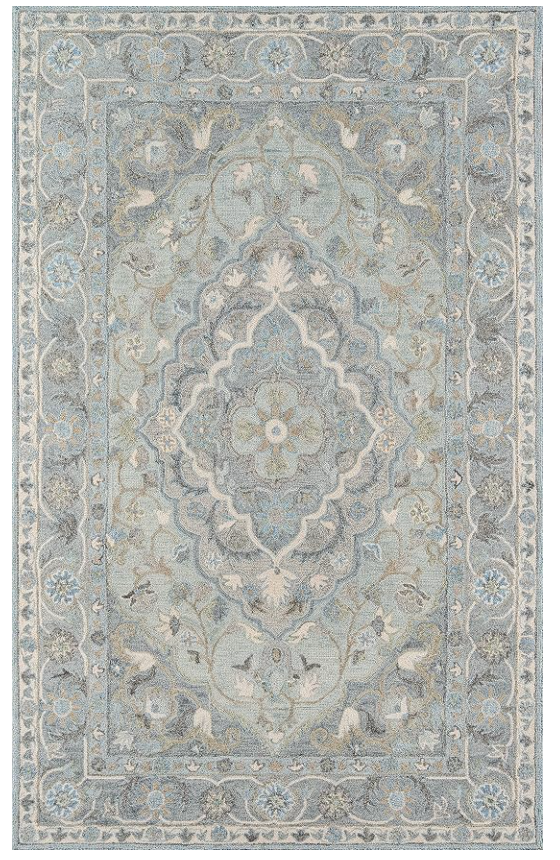 3'6" x 5'6" blue handtufted wool Momeni rug