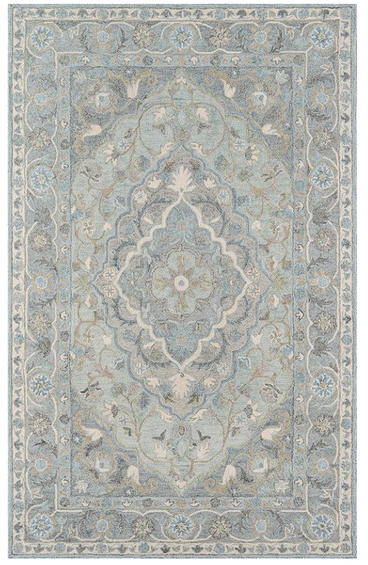 3'6" x 5'6" blue handtufted wool Momeni rug