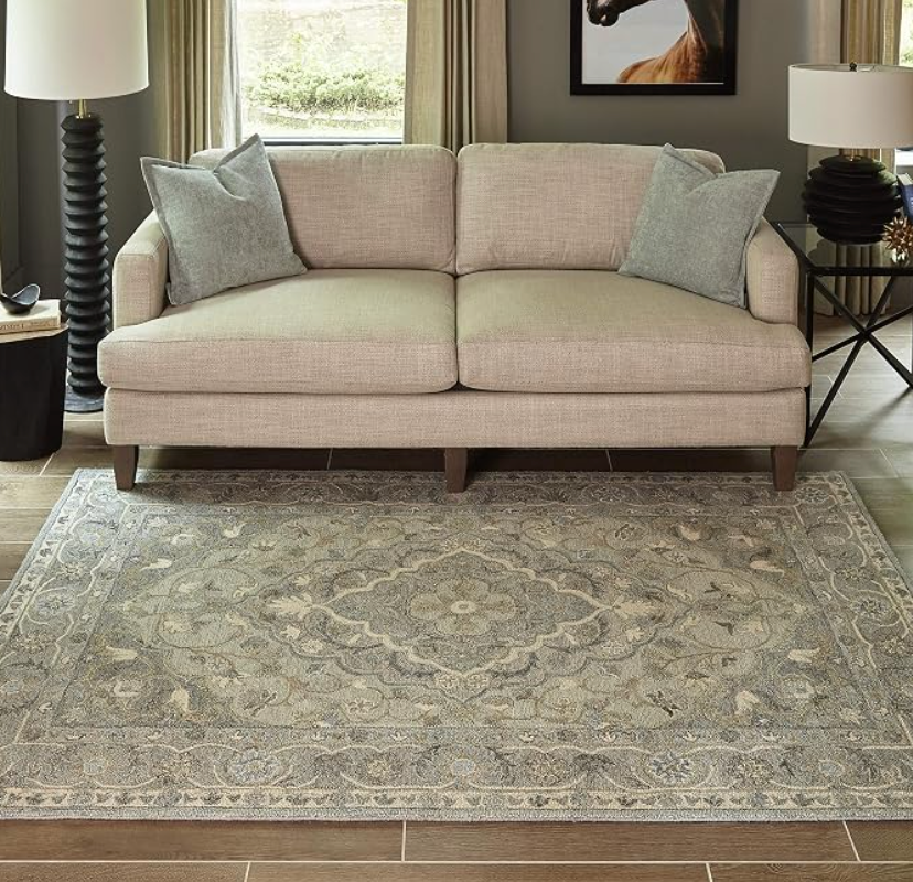 3'6" x 5'6" blue handtufted wool Momeni rug