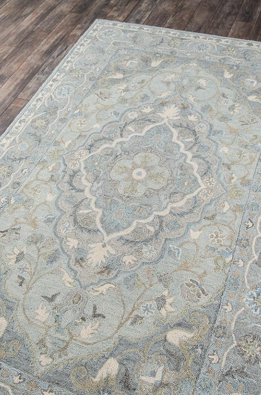 3'6" x 5'6" blue handtufted wool Momeni rug