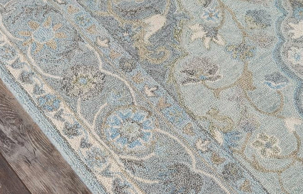 3'6" x 5'6" blue handtufted wool Momeni rug