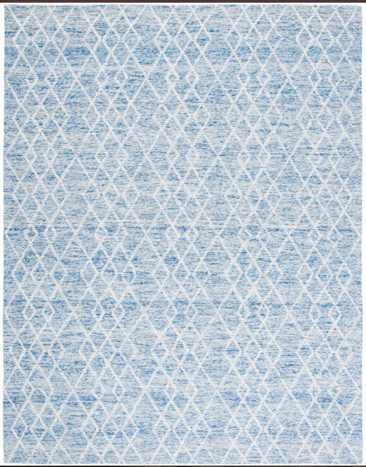 8x10 blue & ivory diamond rug