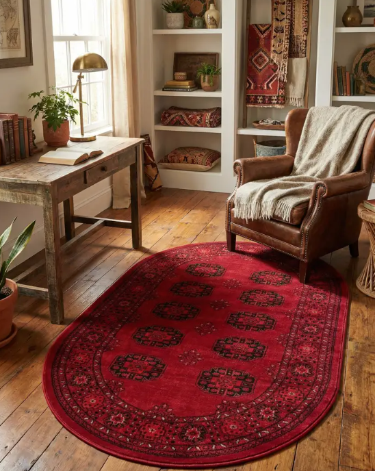 3 x 5'3"oval red oriental rug ❤️