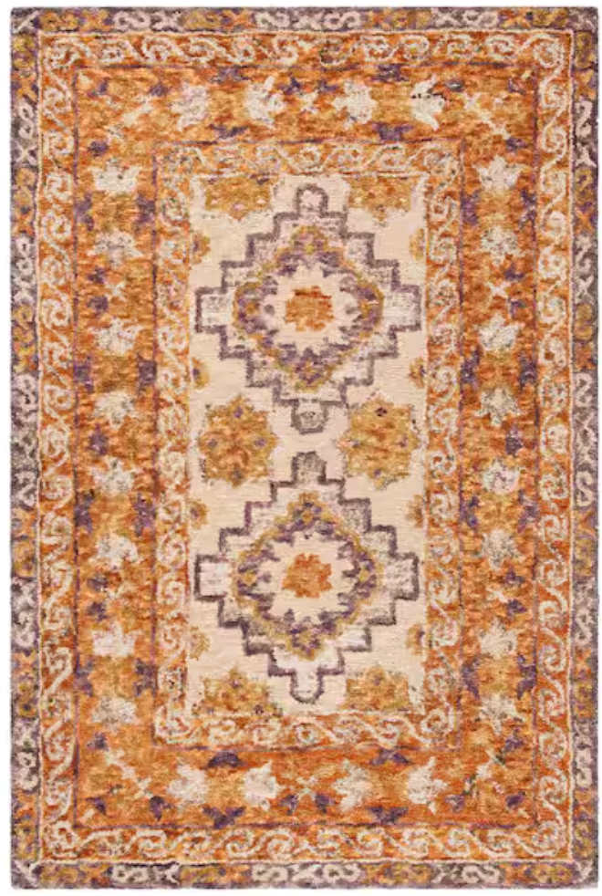 5x8 brown & purple handmade southwestern tribal wool rug ⛰️