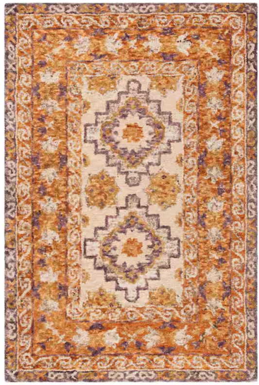 5x8 brown & purple handmade southwestern tribal wool rug ⛰️