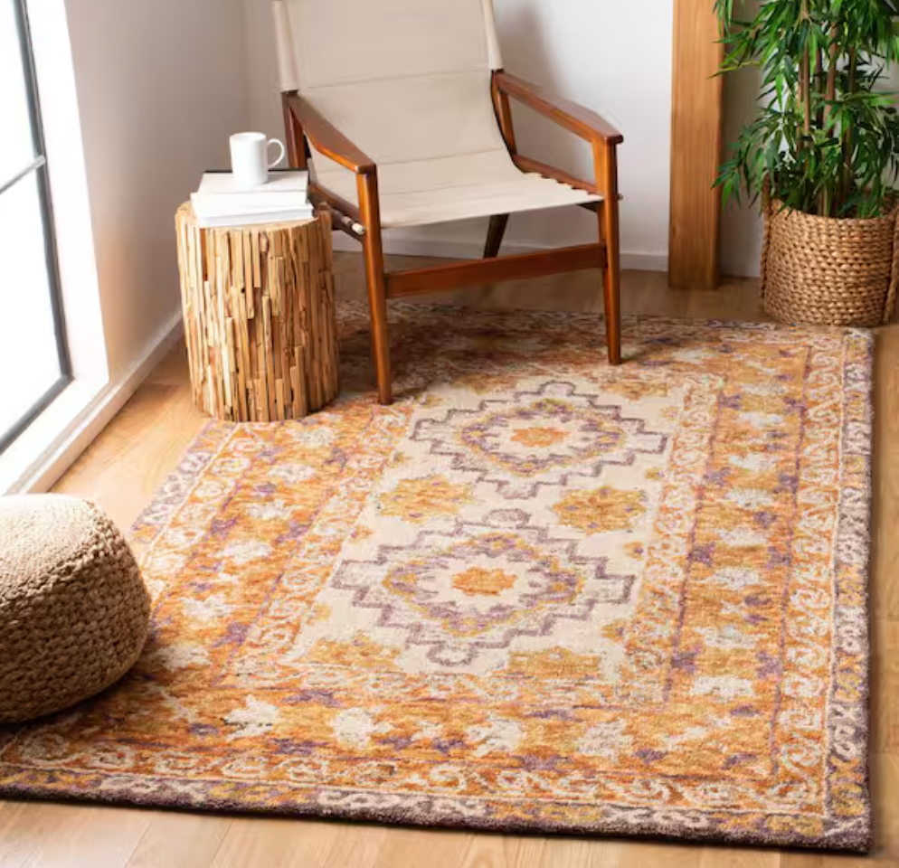 5x8 brown & purple handmade southwestern tribal wool rug ⛰️