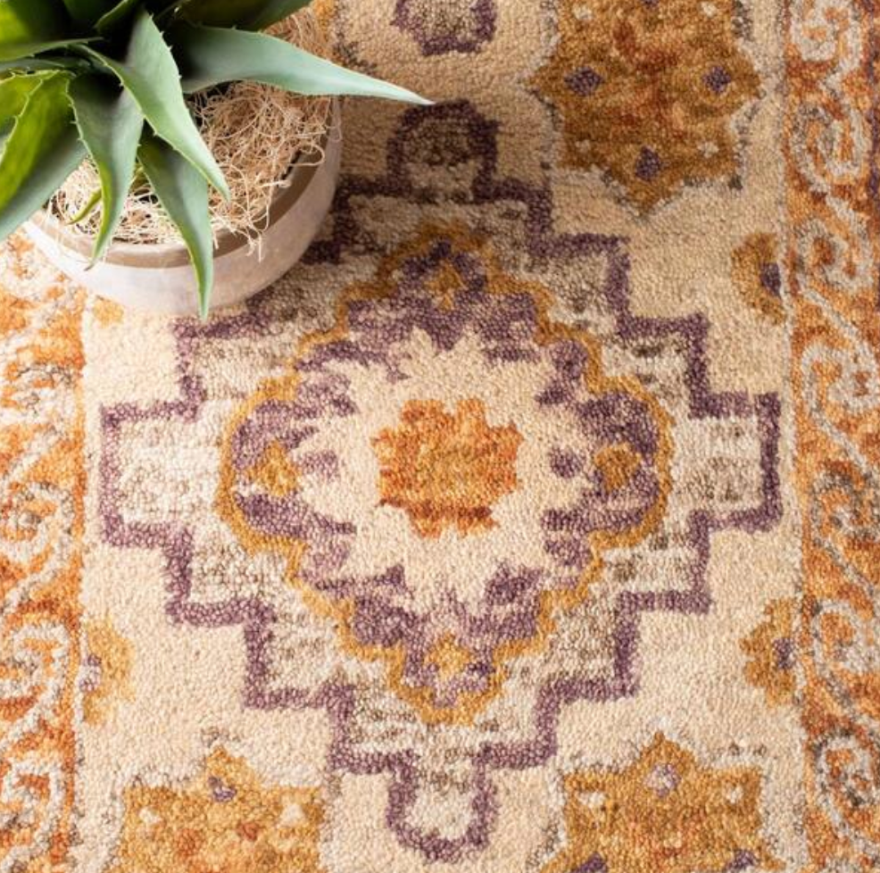 5x8 brown & purple handmade southwestern tribal wool rug ⛰️