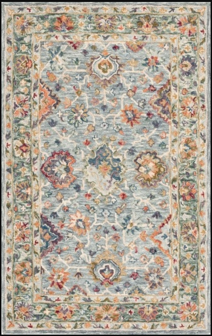 9x12 grey & green boho floral rug 🪴