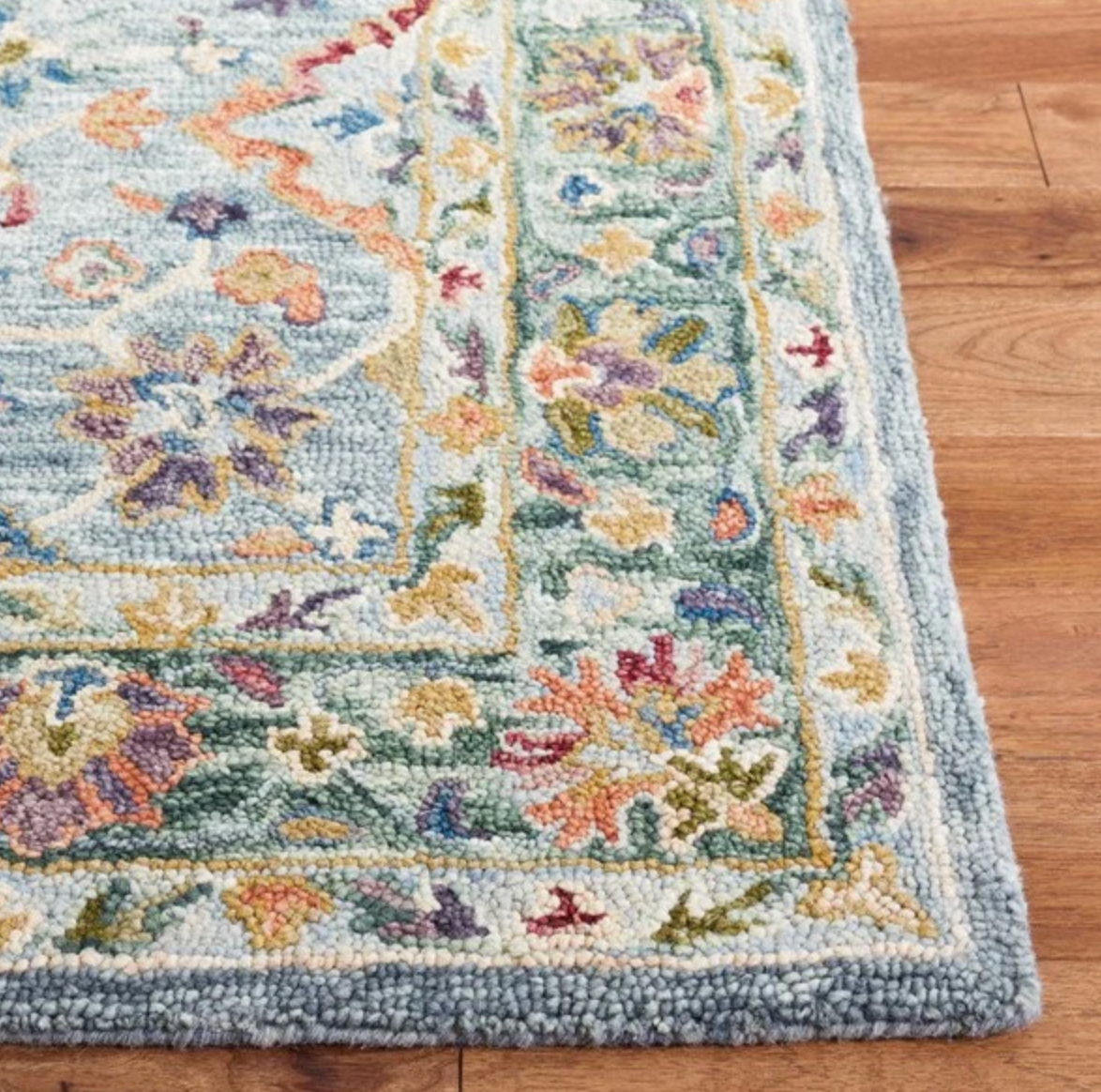 9x12 grey & green boho floral rug 🪴