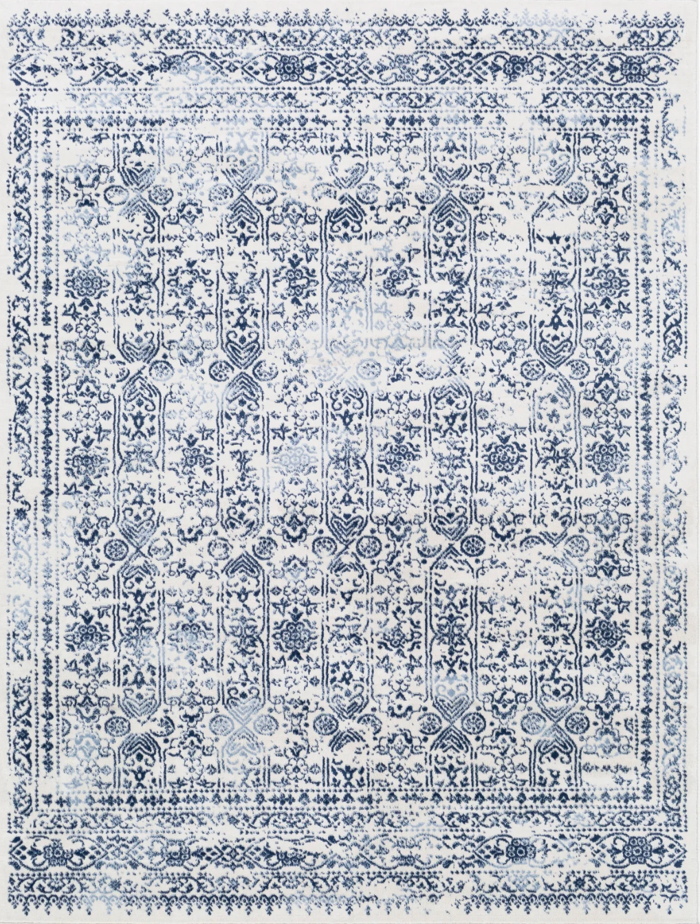 9x12 Dark Blue/Light Blue/White rug 💙