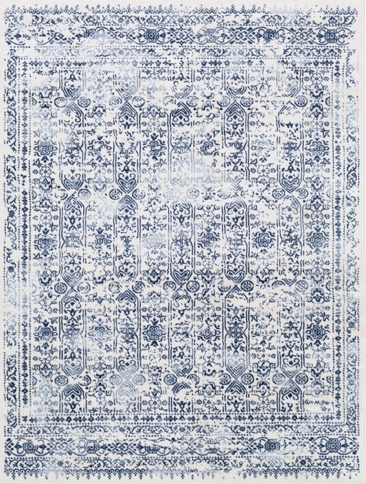 9x12 Dark Blue/Light Blue/White rug 💙
