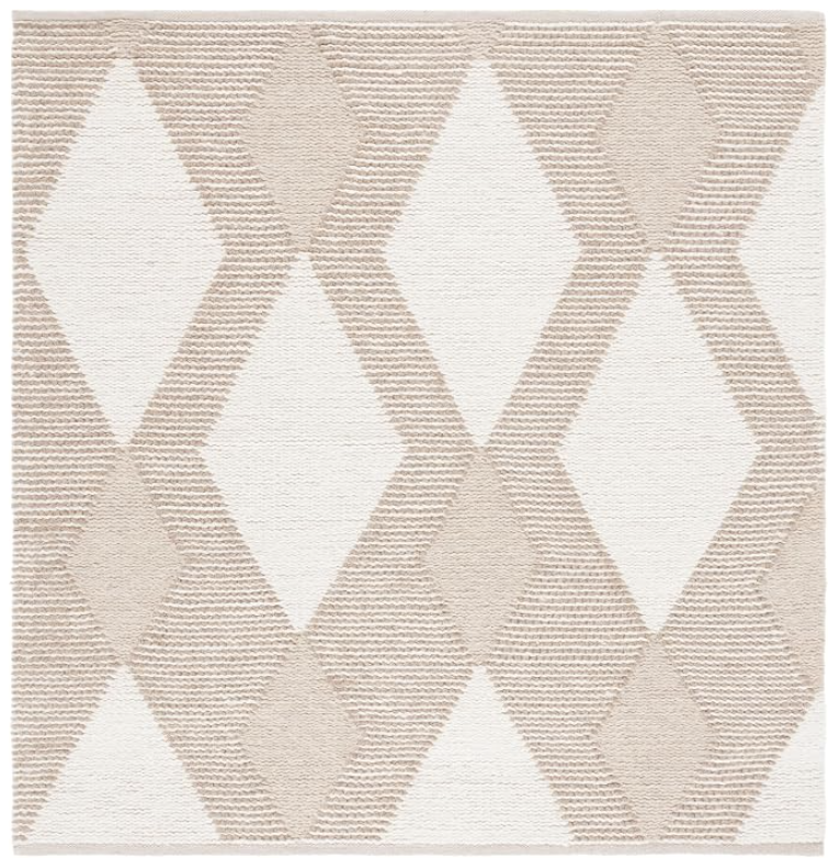 6' square natural & ivory handmade boho wool rug 🪴