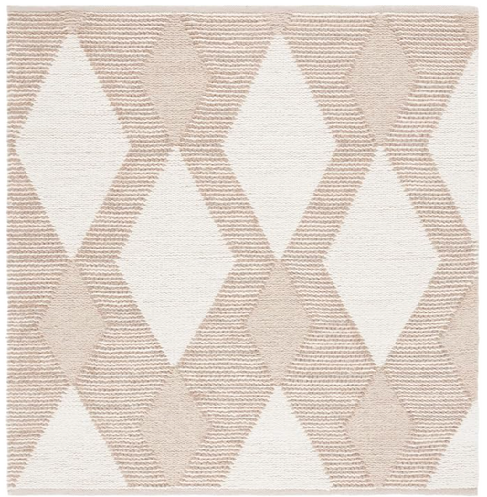 6' square natural & ivory handmade boho wool rug 🪴