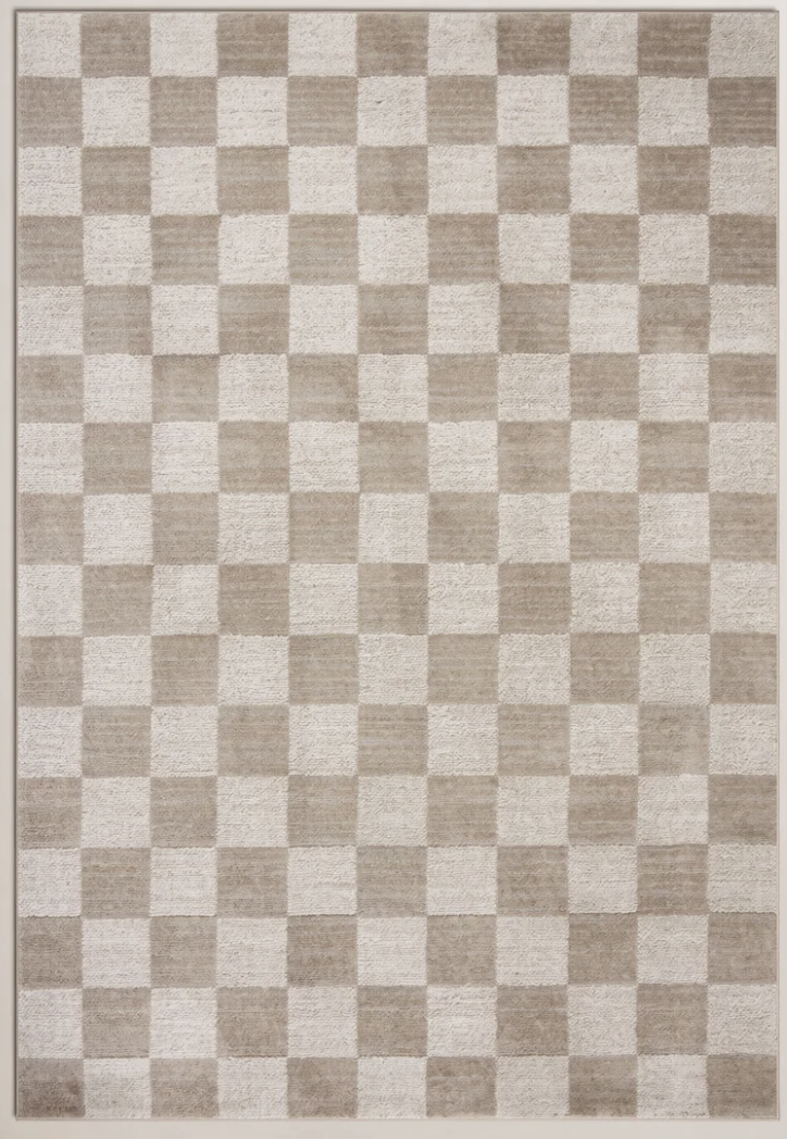 Chris Loves Julia x Loloi pebble & ivory checkered 8x10 rug 🪴