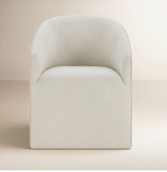 Birch Lane cream linen chair w/ castors 🦋