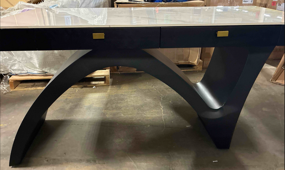 White marble console w/ black drawers & gold handles ✨
