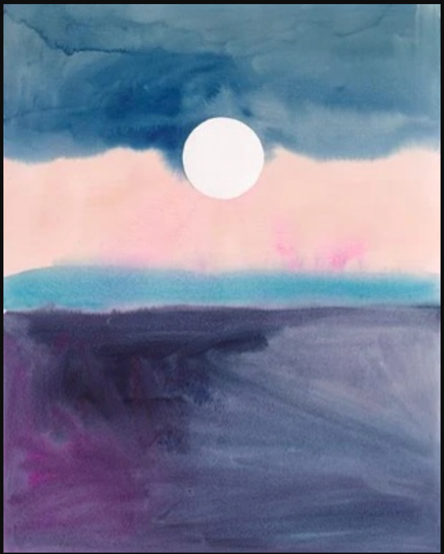 Wood-framed abstract moon painting 🌅