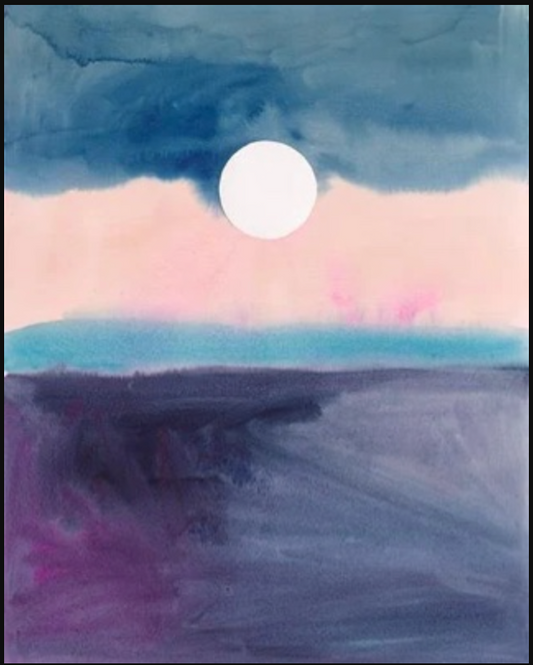 Wood-framed abstract moon painting 🌅