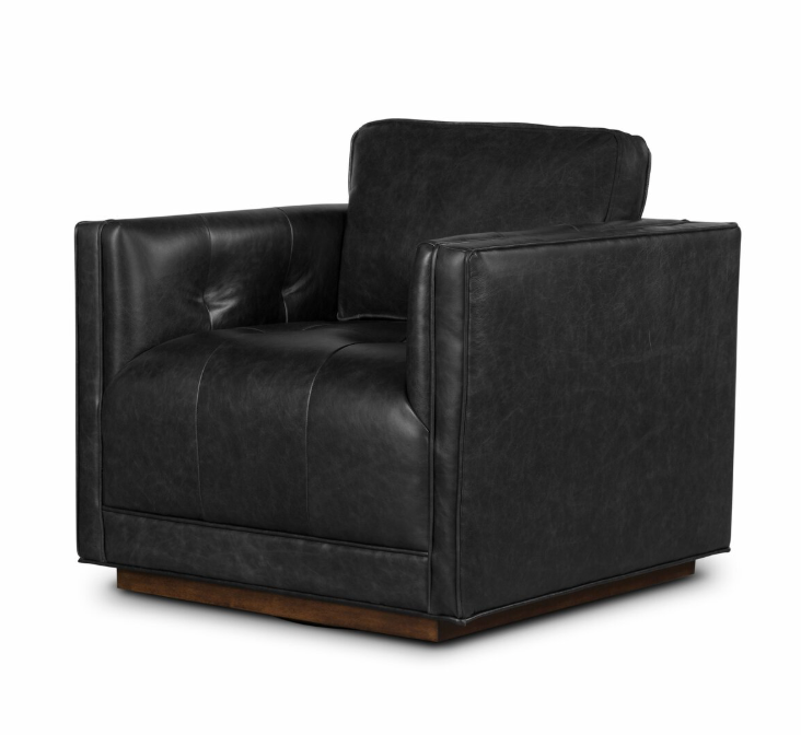 Four Hands black leather swivel accent chair 🖤