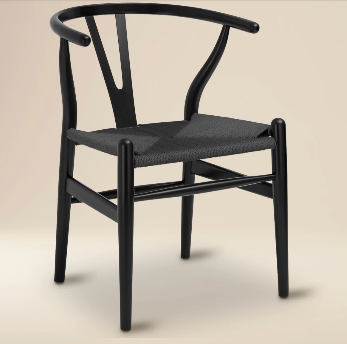 4 Poly & Bark woven wishbone MCM dining Chairs 🪑
