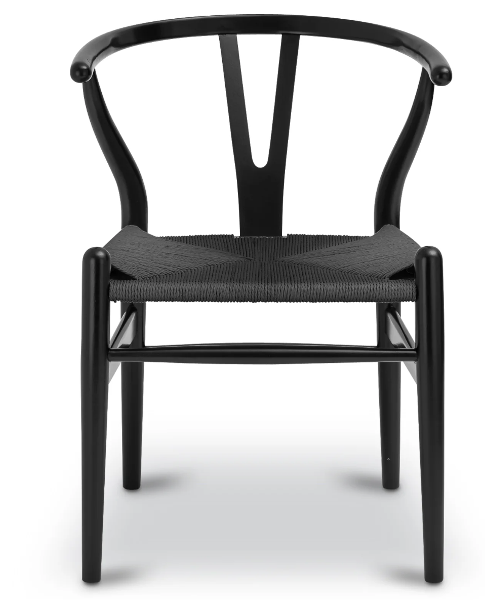 4 Poly & Bark woven wishbone MCM dining Chairs 🪑