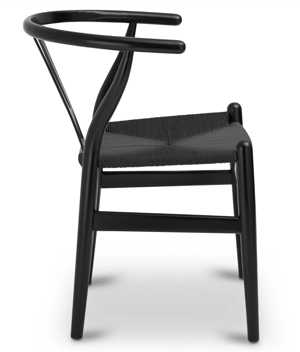 4 Poly & Bark woven wishbone MCM dining Chairs 🪑