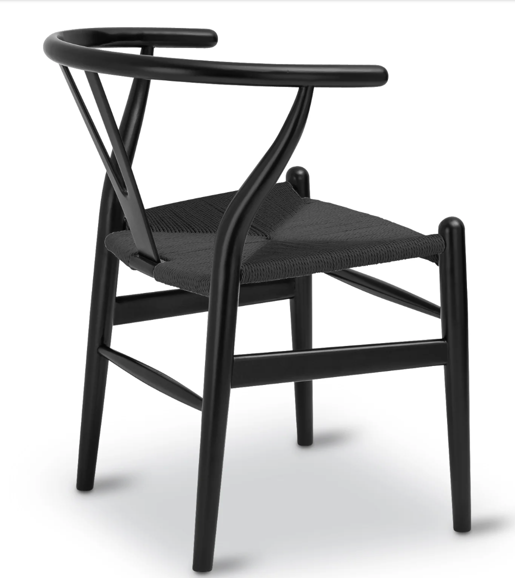 4 Poly & Bark woven wishbone MCM dining Chairs 🪑