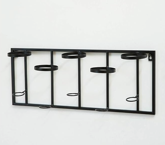 Wall-mounted black metal wine rack, 5-bottle display 🍷