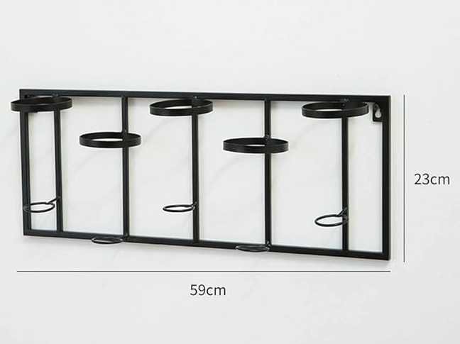 Wall-mounted black metal wine rack, 5-bottle display 🍷