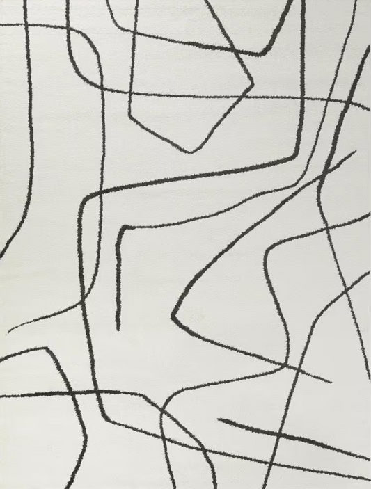 Charcoal & white 8x10 modern abstract rug 🖤