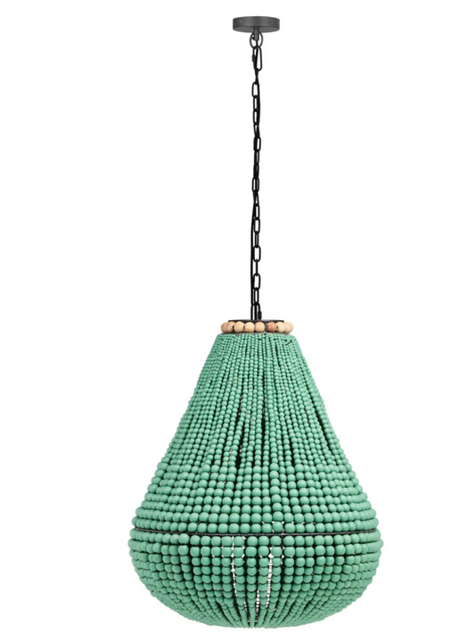 Green wooden bead chandelier 🪴