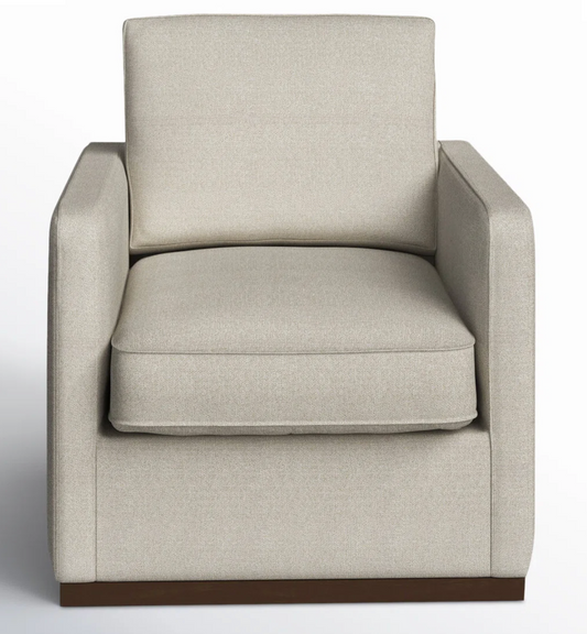 Cream upholstered swivel armchair☕