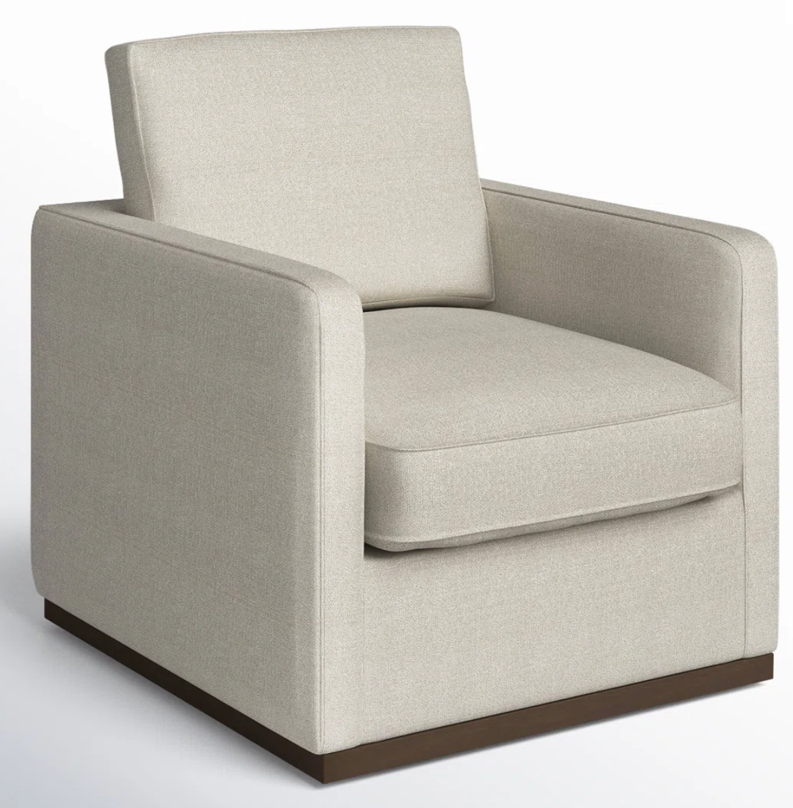 Cream upholstered swivel armchair☕