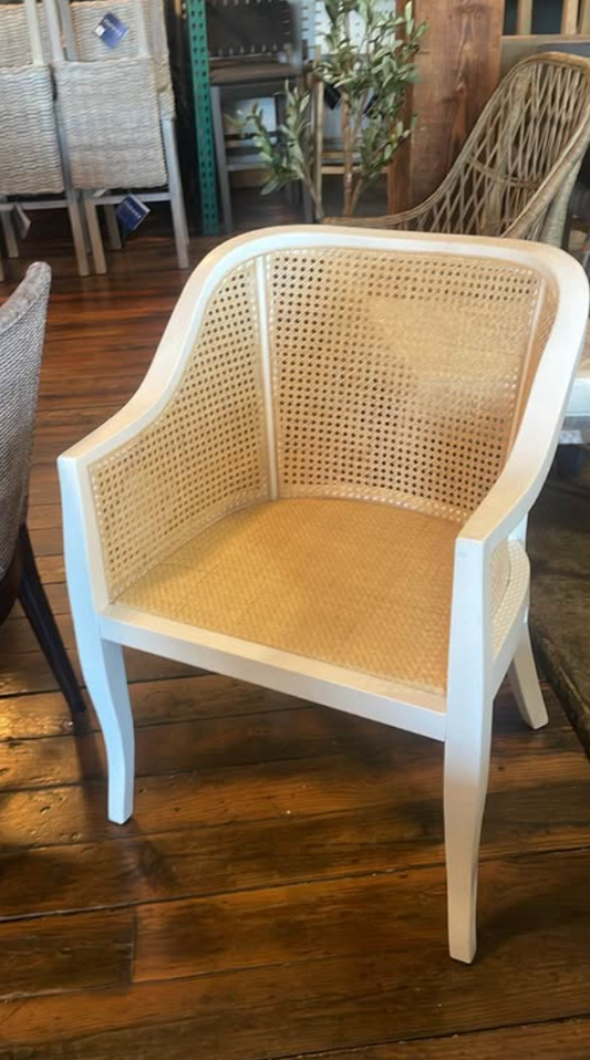 Natural rattan & white wood accent chair 🪴