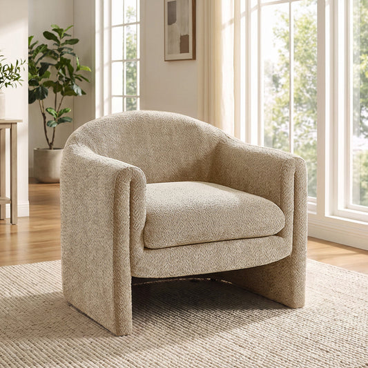 Camel boucle modern armchair