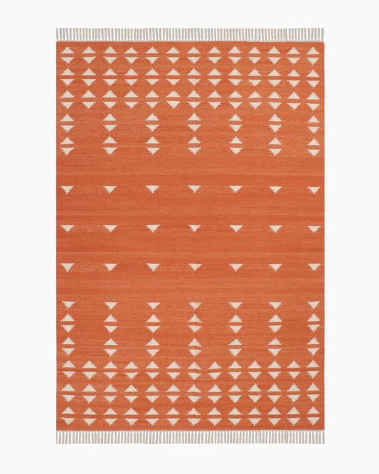 Brick wool kilim rug 5' x 8'
