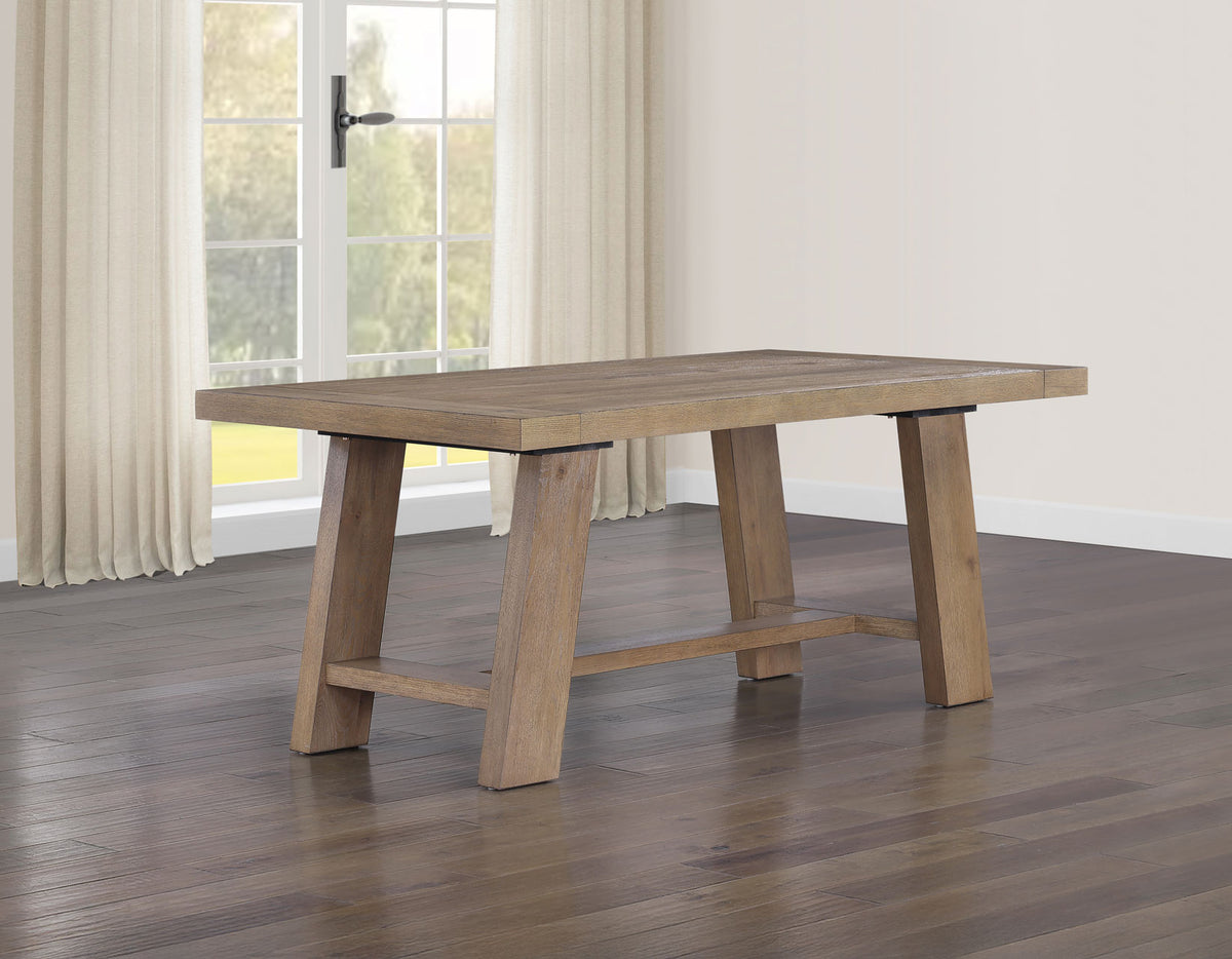 Natural walnut curved-leg dining table
