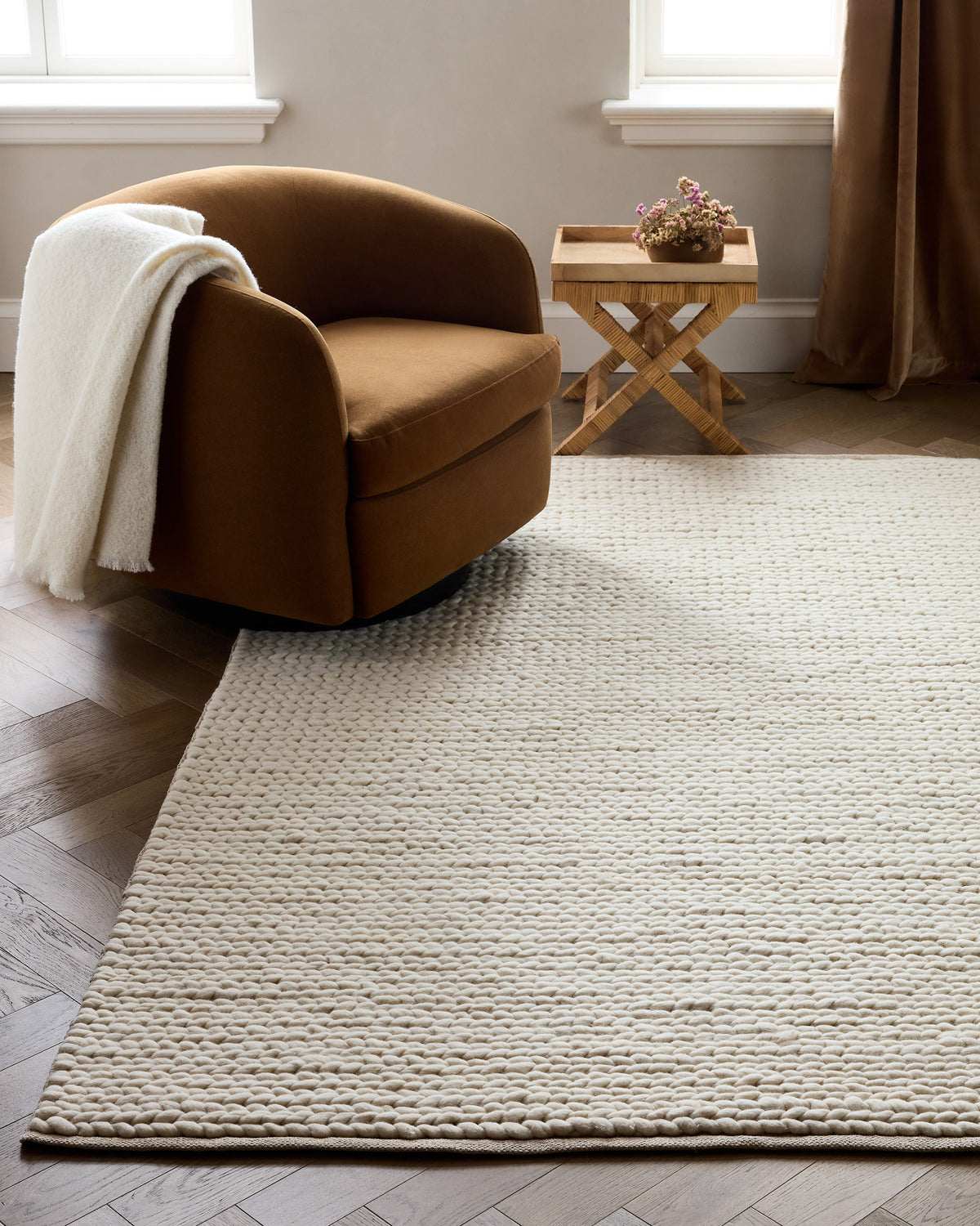 Chunky braided wool rug 8' x 10'