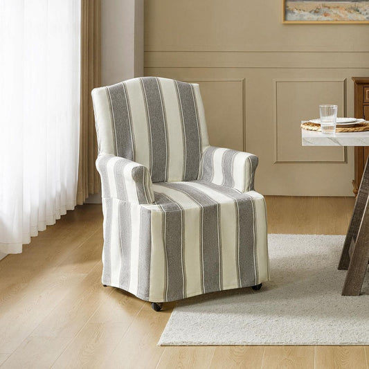 Traditional roll-arm dining chair on casters