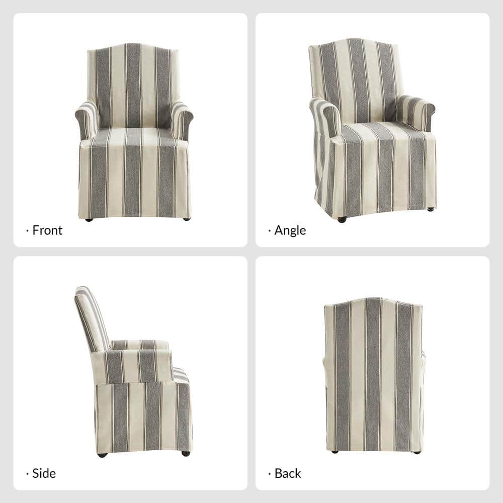 Traditional roll-arm dining chair on casters