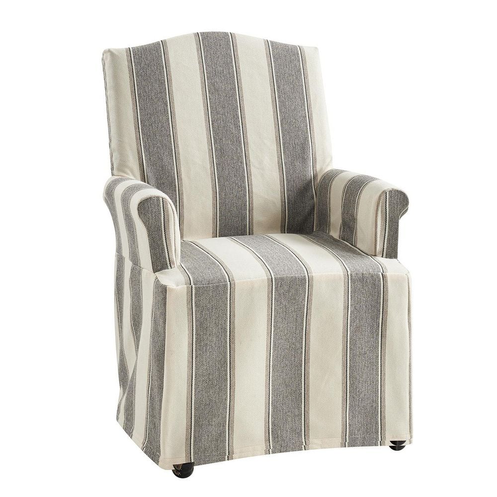 Traditional roll-arm dining chair on casters