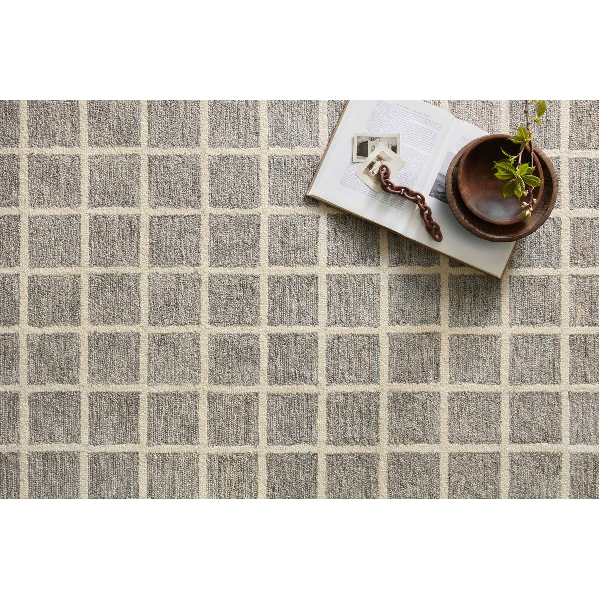 Chris Loves Julia x Loloi slate grid rug 8'6" x 11'6"